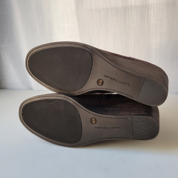 Lucky Brand Zorlina women's wedge brown leather booties size 9 - Picture 6 of 8